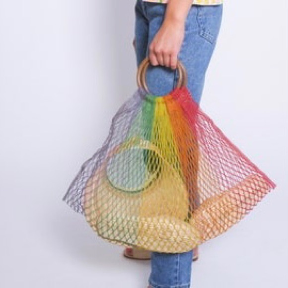 Vintage Bags Vintage 7s Rainbow Net Nylon Mesh Tote Bag Poshmark